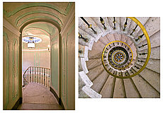 Hallway to back spiral staircase

