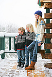 Ethan, Bebe and Hannah on the deck at the cabin in Vermont
