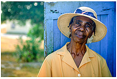 Old Bahamian Woman in Yellow
